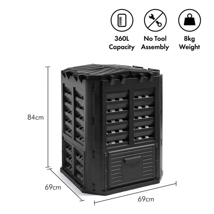 VonHaus Kompostnik - 360L črn 2500596 - slika 3