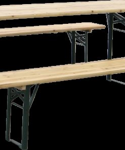 Sanotechnik - 3-delna pivska garnitura - miza 220 x 50 cm klopi 220 x 25 cm smreka naravno zelena