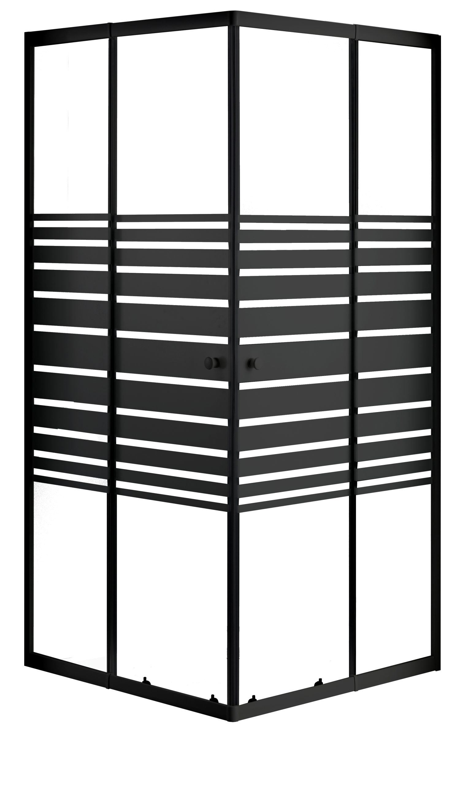 Sanotechnik - Kotna tuš kabina, črna 78-90x190 cm črtast vzorec
