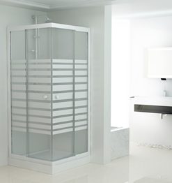 Sanotechnik - Kotni vstop, bele črte 78-90x190 cm