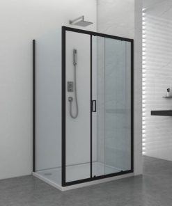 Sanotechnik - Drsna vrata črna 118-122x195cm Soft Close
