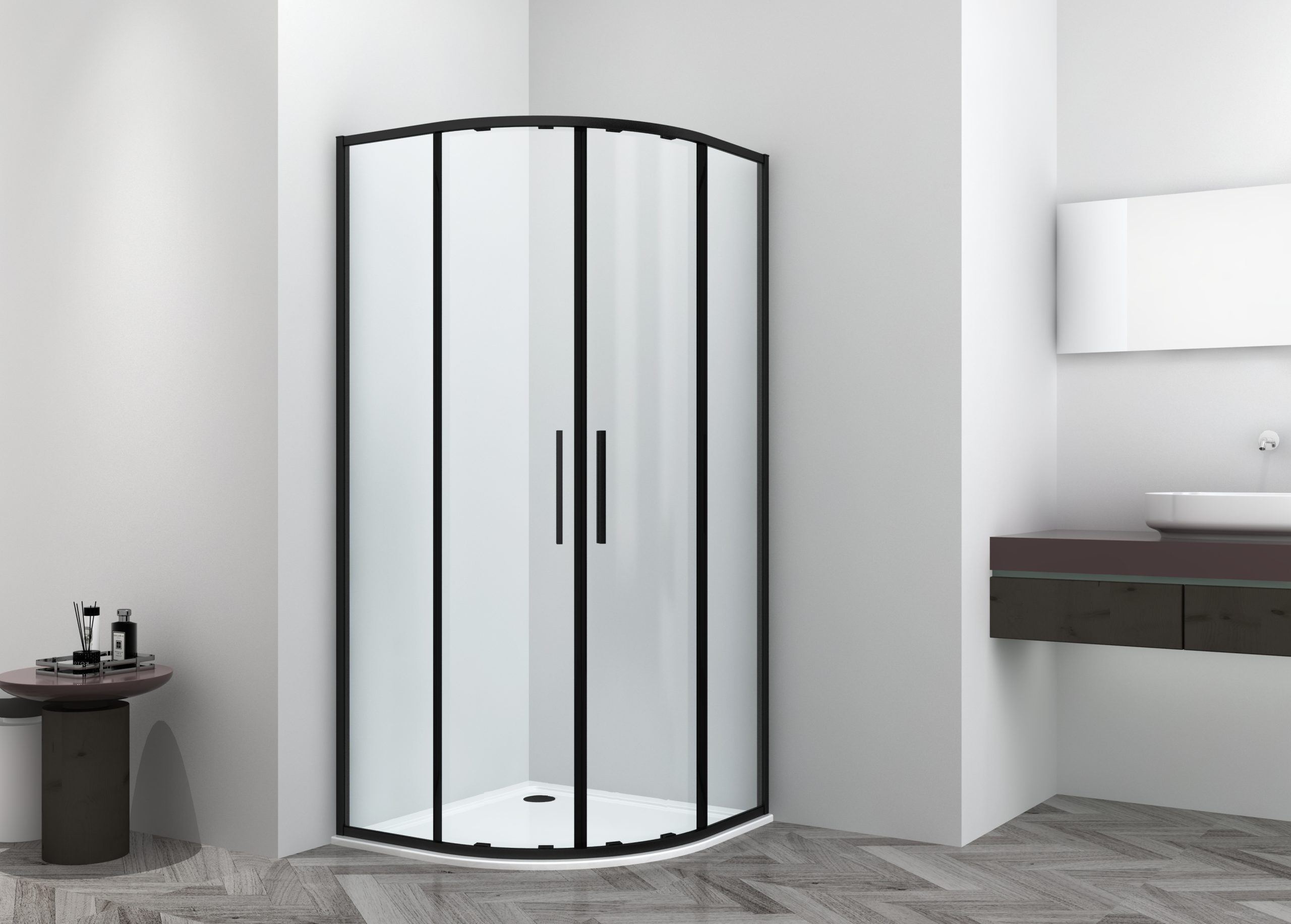 Sanotechnik - Polkrožna tuš kabina črna 80x80x200cm ESG Easy-Clean - slika 2