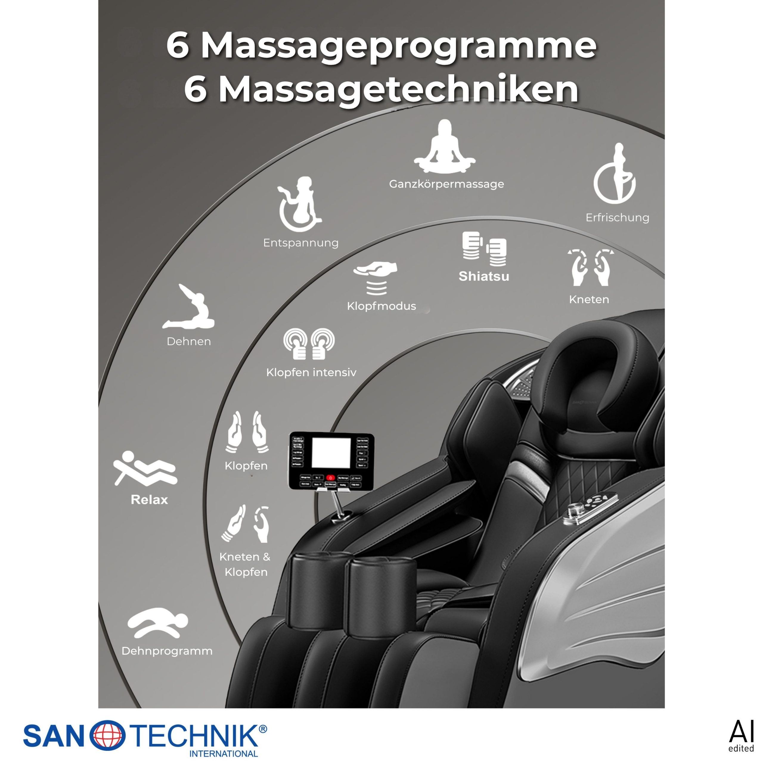 Sanotechnik - PRIMORA - Luksuzni masažni stol - črn - slika 2